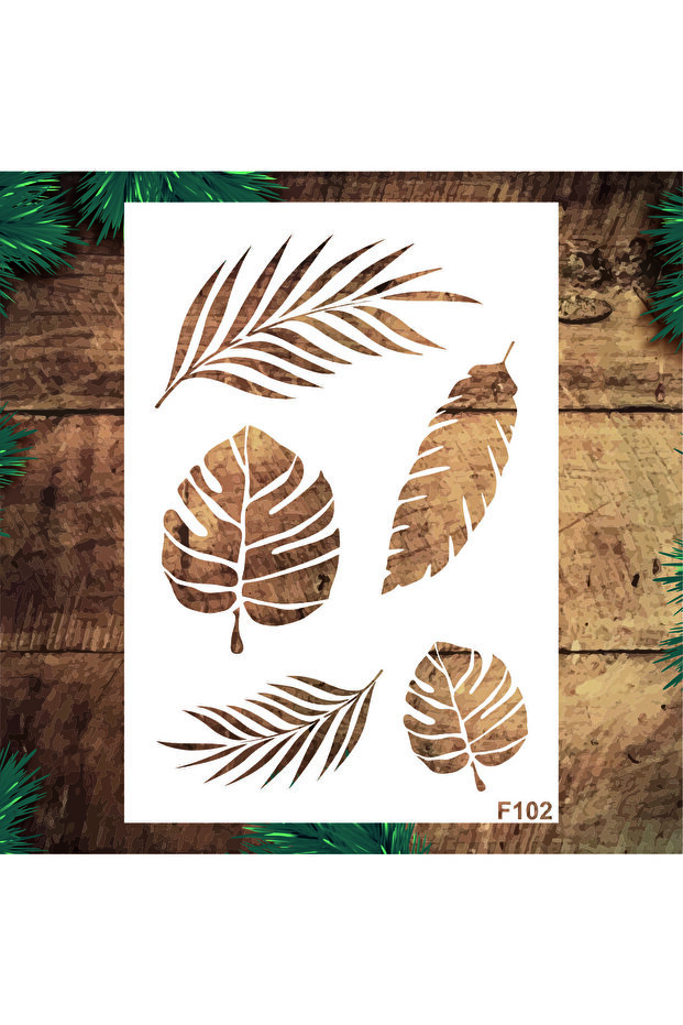 STENCİLTASARIM Stencil Tasarım F102 Tropikal Yaprak - Dekoratif Duvar Ve Eşya Boyama Şablonları 21 X 30 Cm