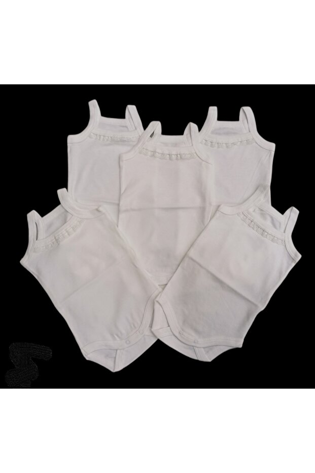 Rope Strap Scalloped Collar (LACY) Snap Fasten Badi Ecru Color 5 Pack 3-48 Months