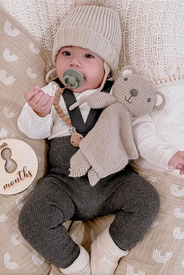 Strappy Baby Knitwear Tights - Smoked