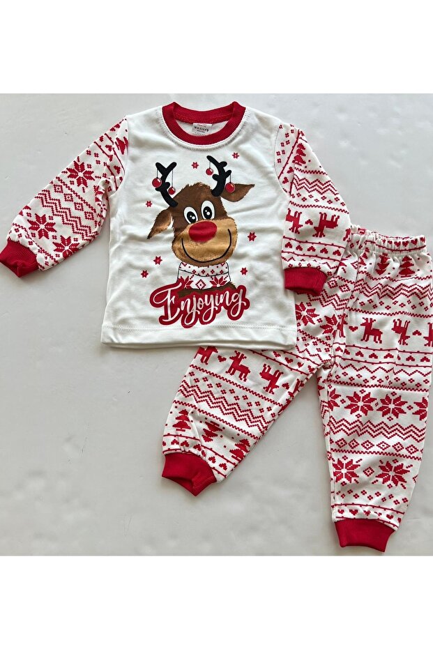 Deer Patterned Pajama Set - 1