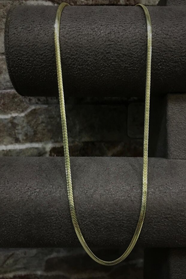 Gümüş 2,5 Mm Yassı Sarı Döküm Boyun Zinciri Kolye Kt125e3 - 1
