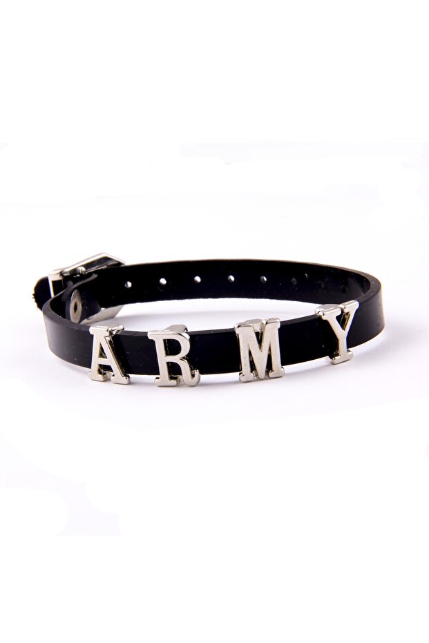 K-Pop Bts Army Faux Leather 22 cm Adjustable Gift Bracelet