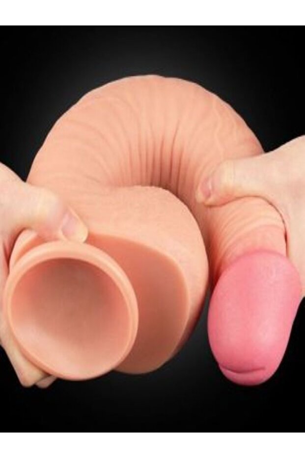 Özel Yumuşak Doku Çift Katmanlı Kemerli Strapon Penis 26 Cm - 1