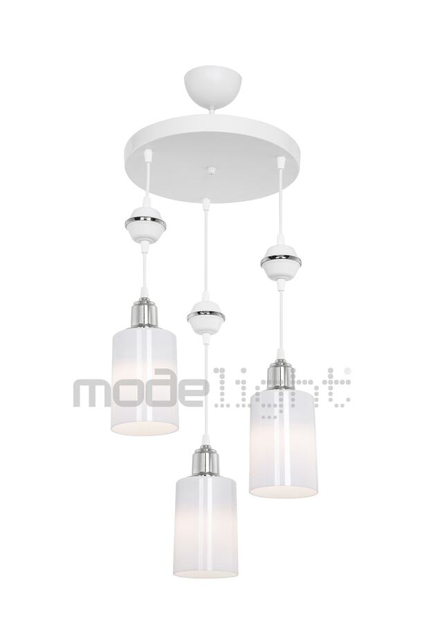 Akses Beyaz Küre Krom 3lü Avize Opal Camlı - 2