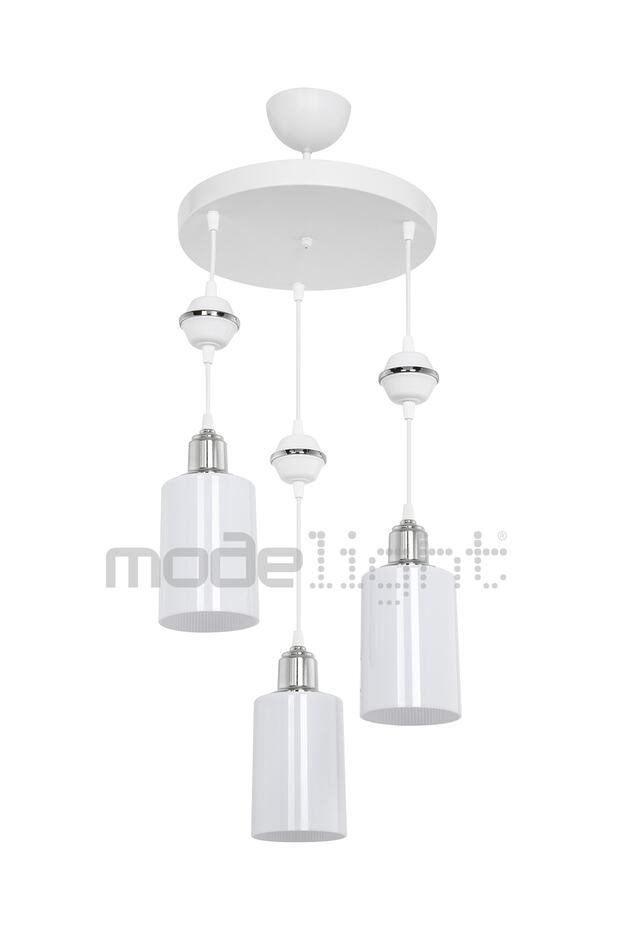 Akses Beyaz Küre Krom 3lü Avize Opal Camlı - 3