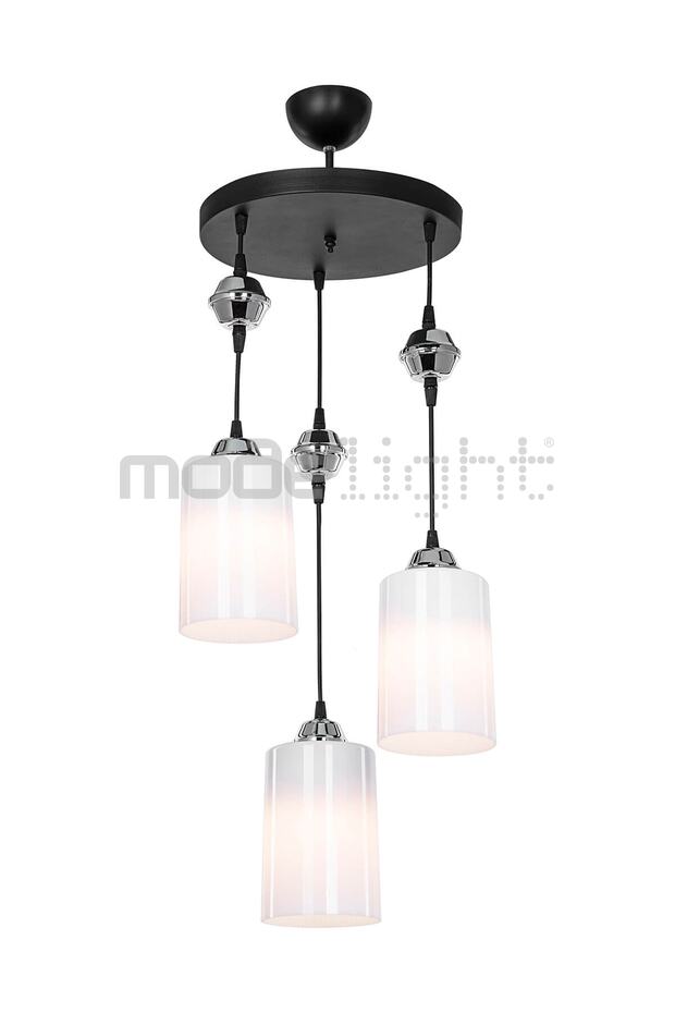 Ceylin 3lü Siyah Optik Opal Camlı Avize - 2