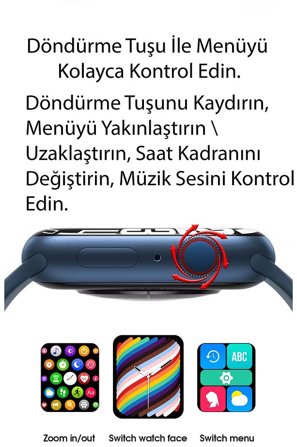 Watch 7 Plus Series Akıllı Saat Wireless Şarj 2 Tuş Aktif Android Ios Uyumlu Arama Mesaj Bildirim - 3