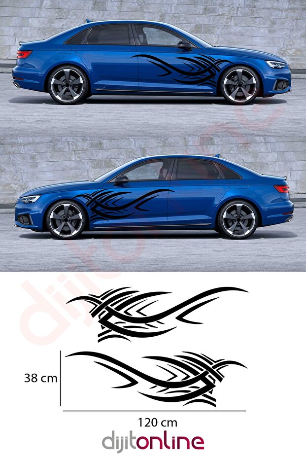 2 Pieces Side Door Sticker - Side Door Sticker - Auto Sticker 120x38 Cm