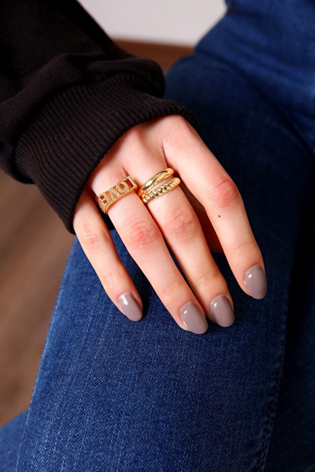 مجموعة خواتم الحب الذهبية القابلة للتعديل - 4