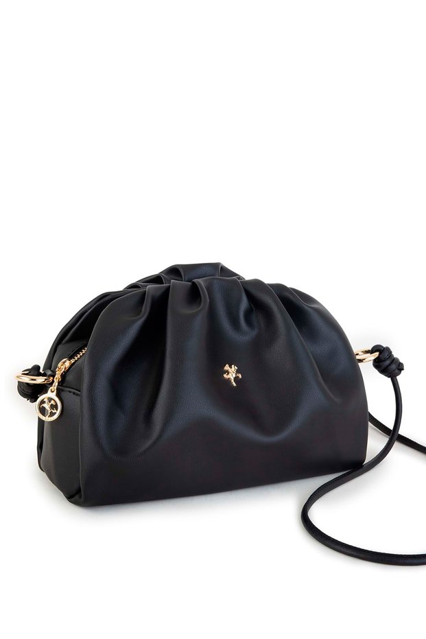 Women's Scholarship Drawstring Toe Long Black Cross Strap Bundle Hand & Shoulder Bag