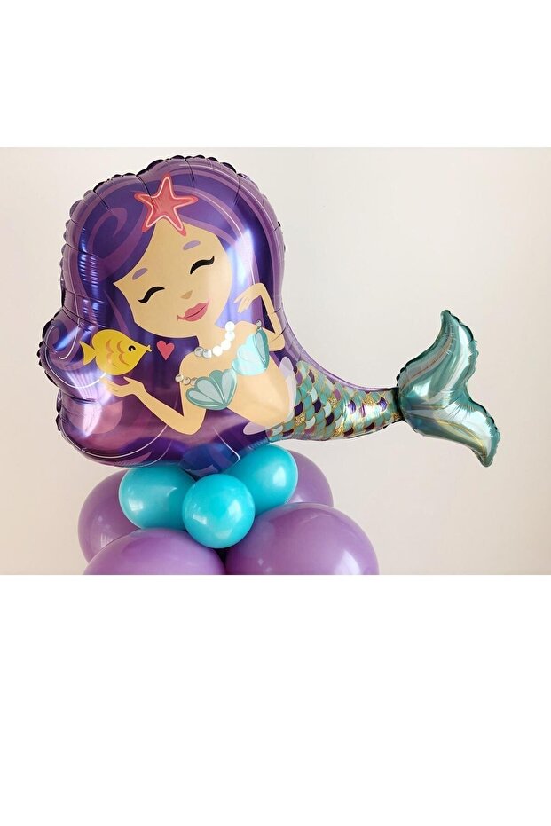 Mermaid Shaped Large Size Birthday Foil Balloon Purple