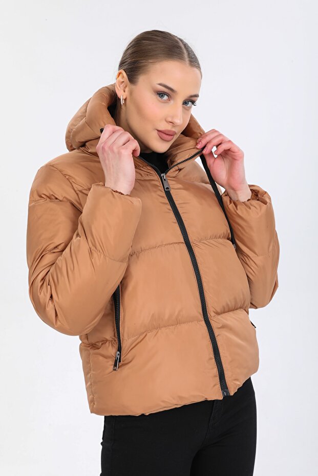 Women's Biscuit Hooded Puffer Jacket - 3