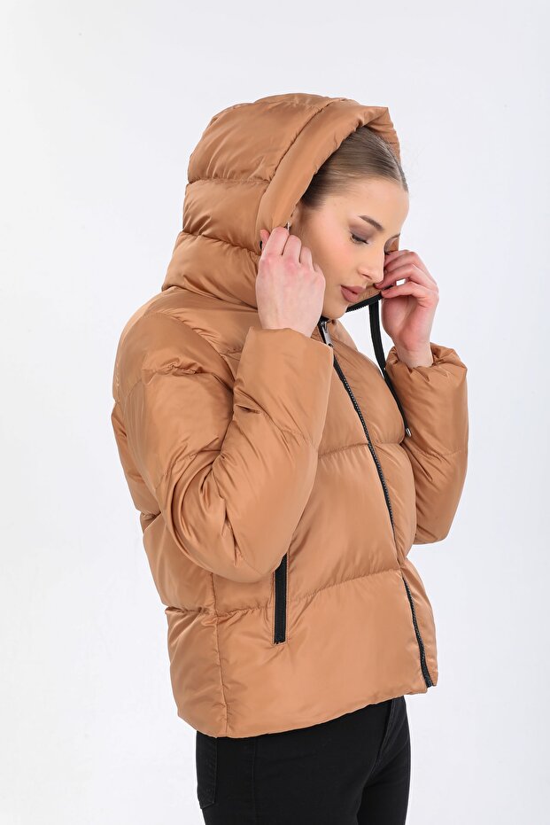 Women's Biscuit Hooded Puffer Jacket - 4