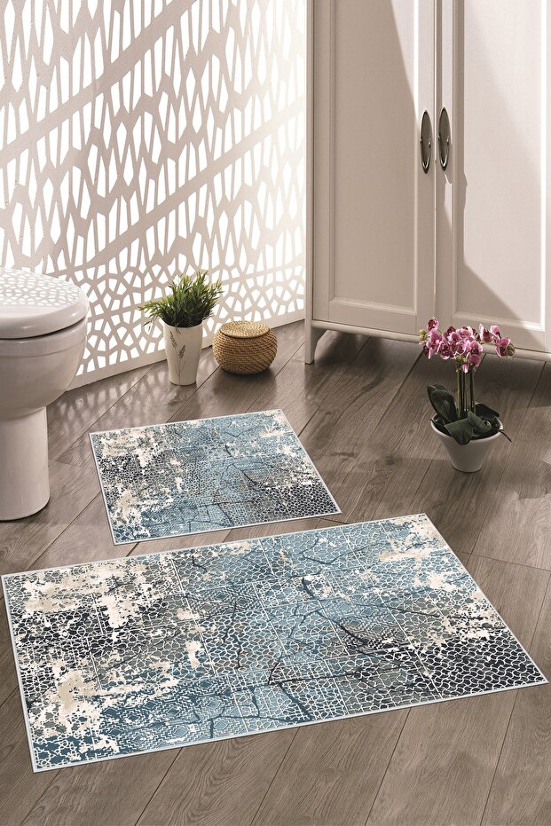 Non-Slip Sole Washable 2-Piece Set Bathroom Rug Bathroom Mat Set Toilet Set