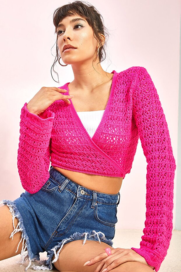 Dámská prolamovaná háčkovaná bunda Bolero - 5