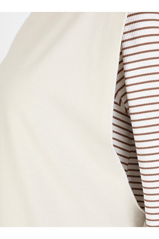 سويت شيرت بدون أكمام برقبة دائرية - بيج - أساسي - 5