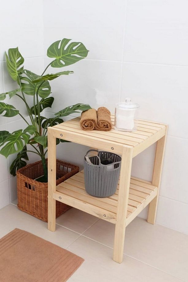 2 Raflı Yan Sehpa Çok Amaçlı Sehpa Banyo Ve Mutfak Rafı Ayakkabılık - 1