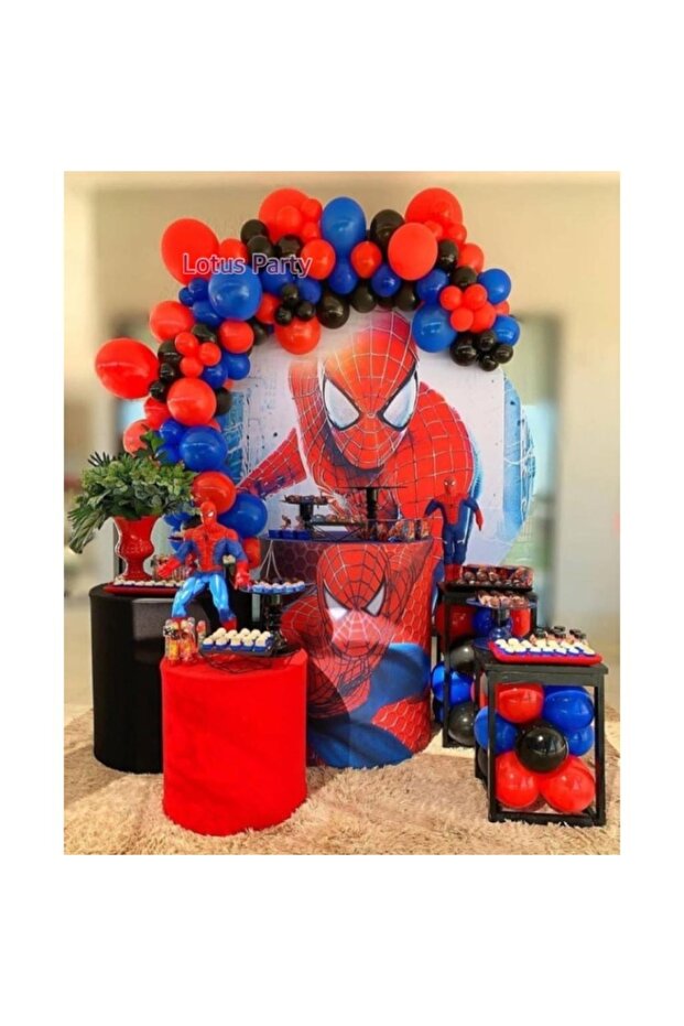 50 Pieces - Spiderman Themed Balloon Chain Set - ( Black - Navy Blue - Red )