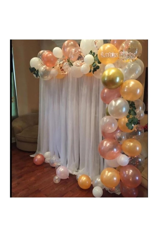 50 Pieces - Balloon Chain Set - ( Rose Gold- White - Gold - Transparent Rose Gold Sequin Balloon )