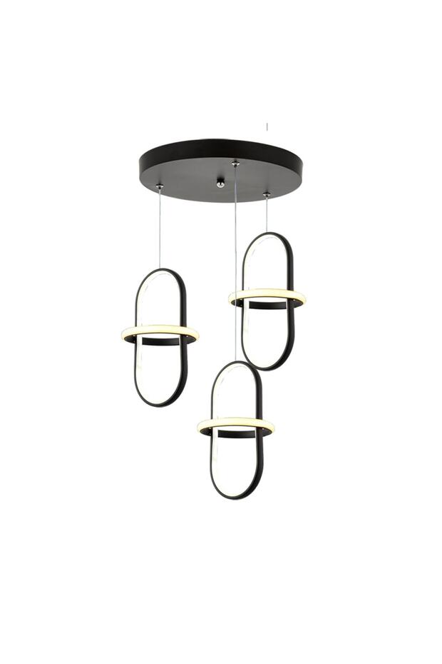 Tt006-3y-sy Minyon Modeli ( Gün Işığı Led ) 3 Lü Mat Siyah Yuvarlak Led Avize - 2