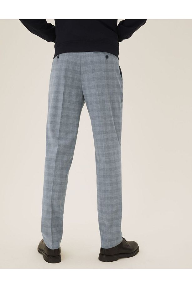 Regular Fit Ekose Desenli Pantolon - 4