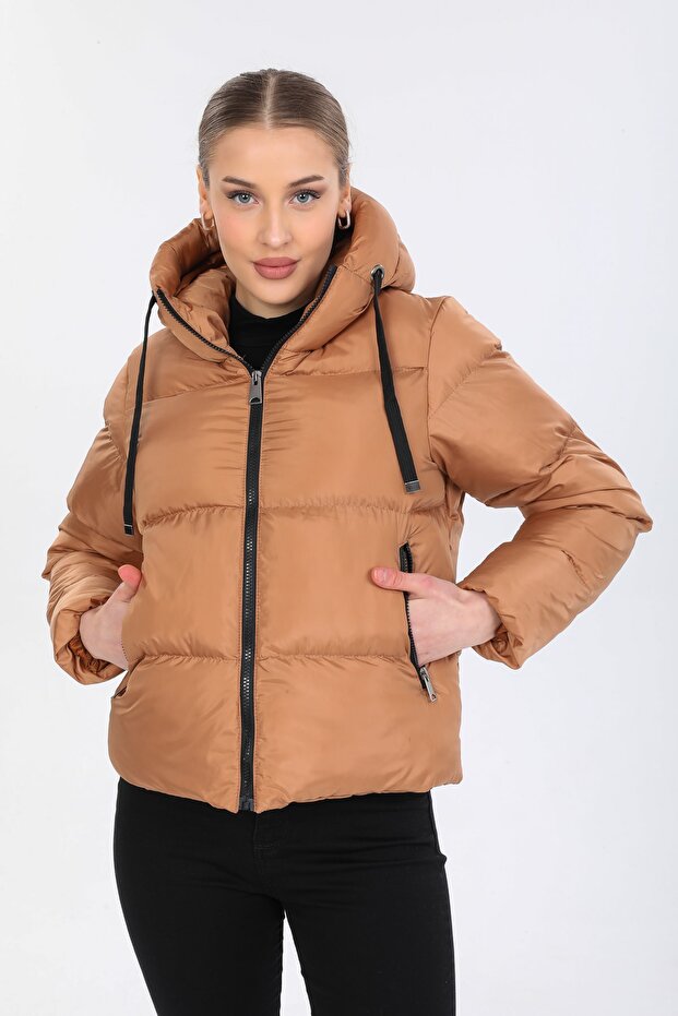 Women's Biscuit Hooded Puffer Jacket - 2