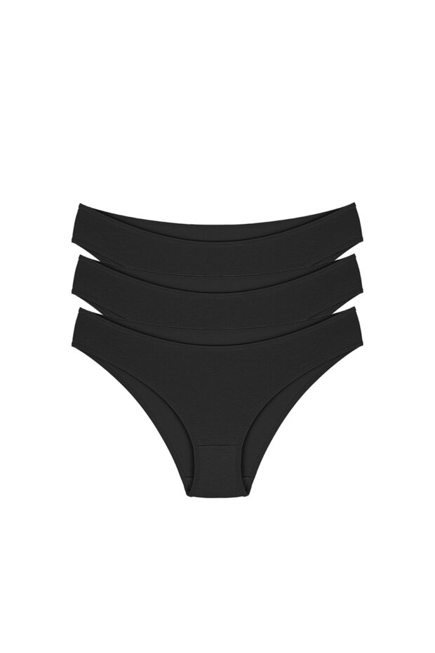 Women's 3-Piece Black Bikini Panties