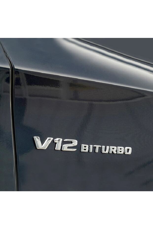V12 Biturbo Text Emblem Logo جودة شعار سيارة إنتاج كروم ABS