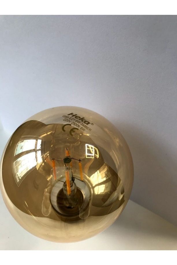 Dekoratif Yuvarlak G95 Globe Model 6w Rustik Led Ampul E27 Normal Duylu Amber Rengi - 6
