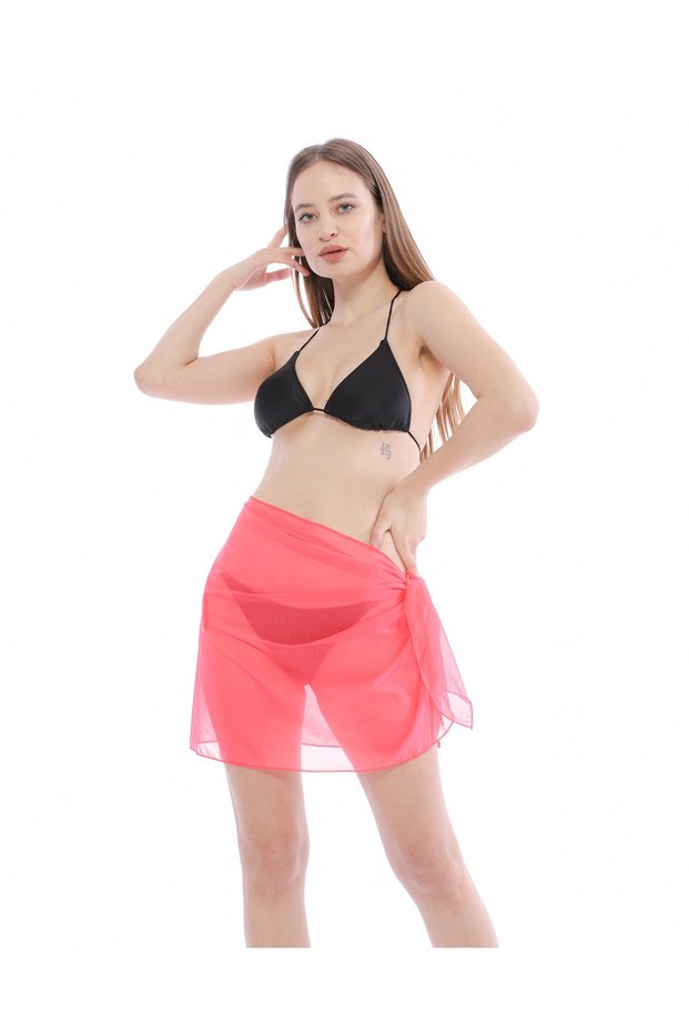 Women's Tie-Up Skirt Pareo Beach Dress Pomegranate Flower