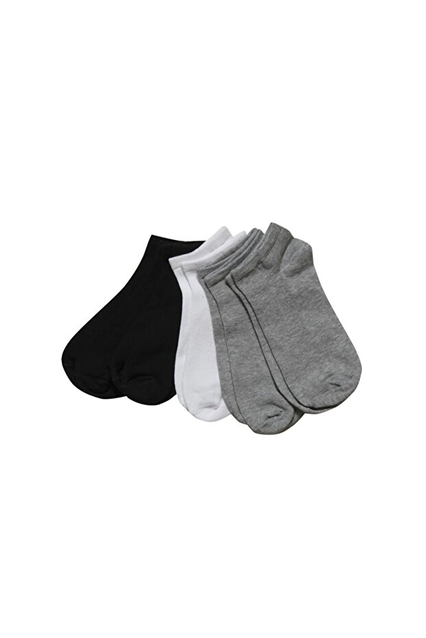 Black-White-Grey Cotton Ankle Length Bootie Socks Pack of 5