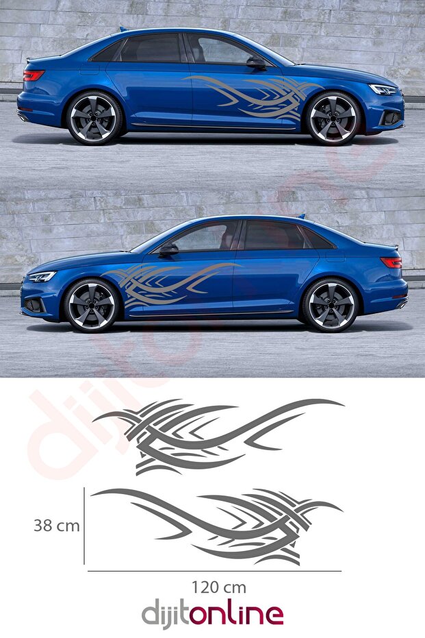 2 Pieces Side Door Sticker - Side Door Sticker - Auto Sticker 120x38 Cm