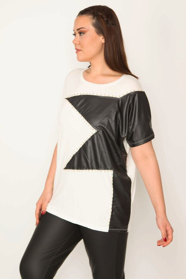 Women's Plus Size Bone Front Detailed Blouse 65n32387