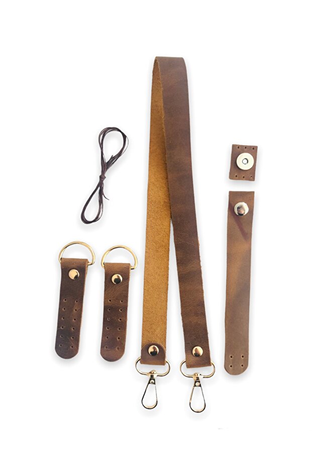 Genuine Leather Bag Handle 80 Cm, Bag Cover Magnet Sewable Strip Magnet Set