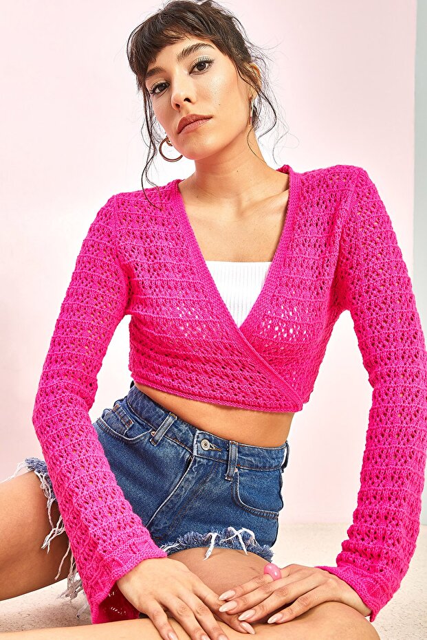 Dámská prolamovaná háčkovaná bunda Bolero - 4