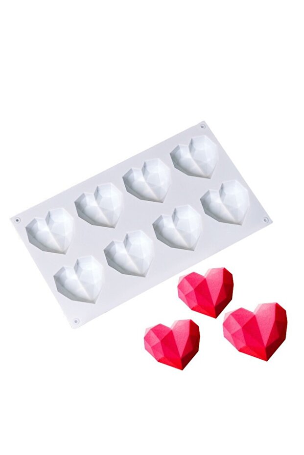 Crystal Patterned Silicone Heart Cake Mold - 2