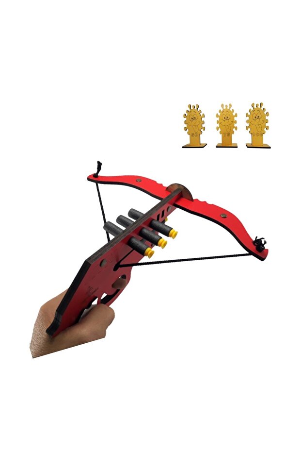 Wooden Sponge Bullet Shooting Toy Triggered Crossbow Bow + Targets