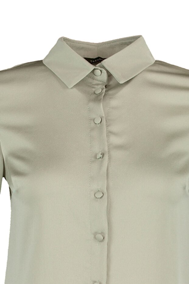 Mintgrünes Basic-Hemd aus Satingewebe TWOAW20GO0465 - 7