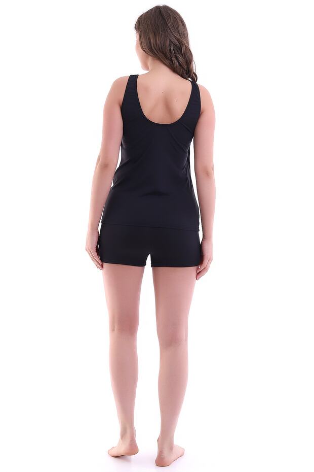 Şortlu, Tankini ,mayo Esnek Likralı Kumaş Şortu Astarlı - 6