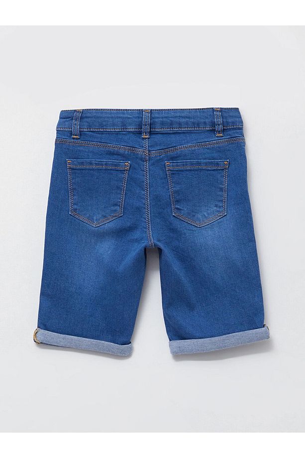 Basic Pamuklu Kız Çocuk Jean Şort - 2