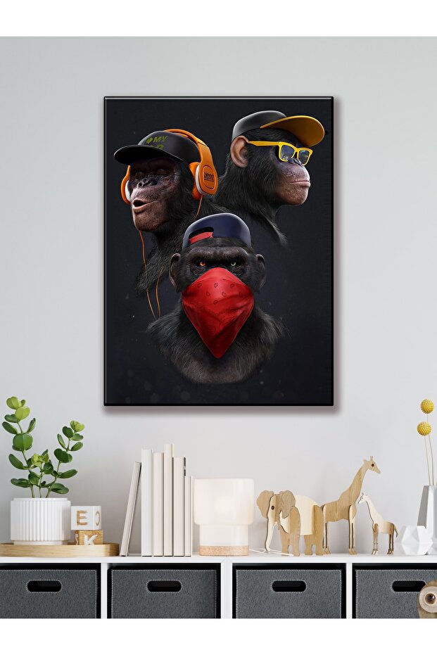 Three Monkeys Uv Print Wall Painting I Have Not Seen, I Have Not Heard, I Don'T Know Single Painting - 2