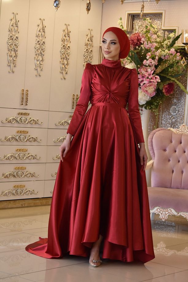 Sümbül Kırmızı Abiye Elbise - 5