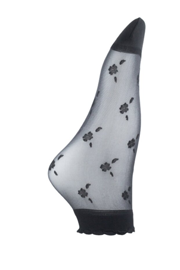 Women's Patterned 20 Denim Booties Socks - Flower 2 - Sd-20-R