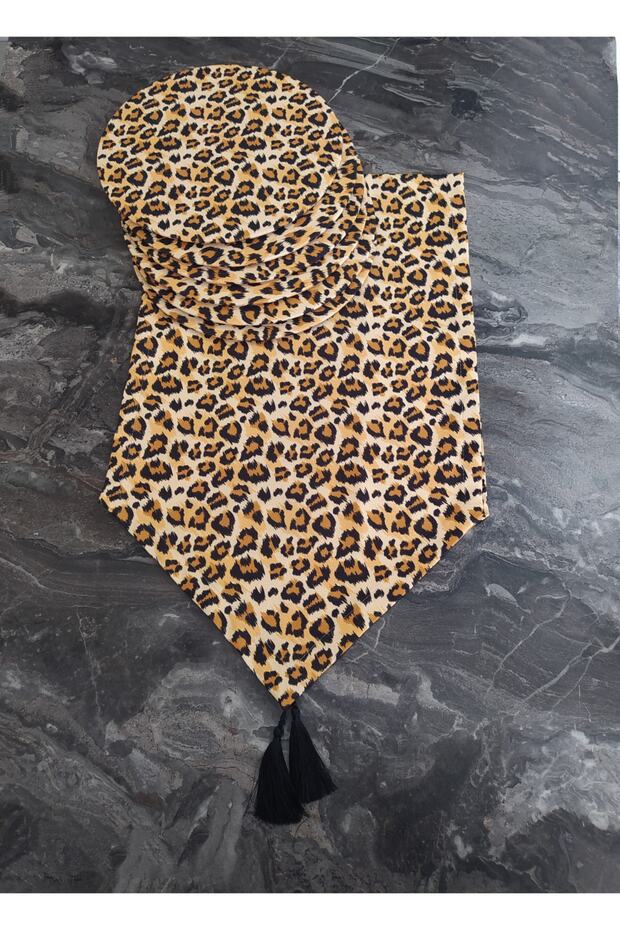 Leopard Pattern Runner + 6 Piece Placemat Set - 2