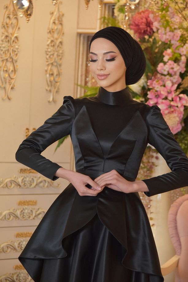 Almina Siyah Abiye Elbise - 4