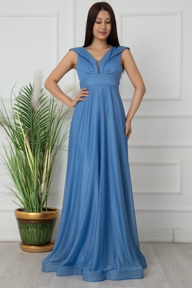 Simli Tül Uzun Abiye Elbise 13280 - 3