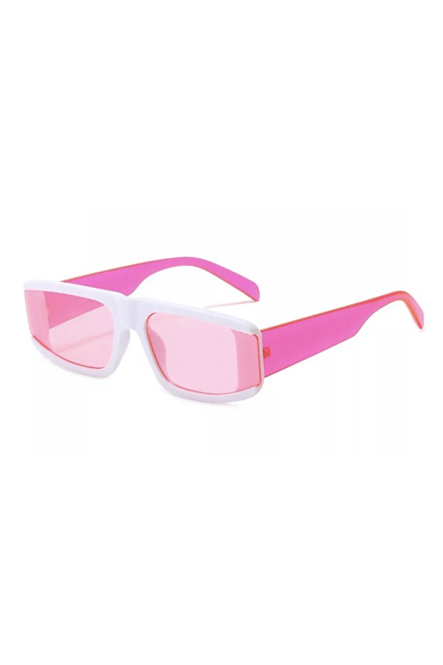 Lunar Pink Bone Frame Rectangular Vintage Retro Unisex Sunglasses