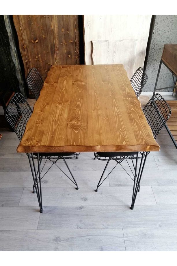 Ahşap Kütük Yemek Masası 140 X 80 cm - 1