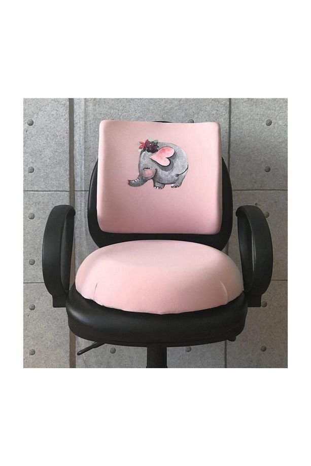 Officekup An Elephant Bee Visco Bel Yastığı Ve Visco Oturma Minderi 2'li Set - Pembe - 1