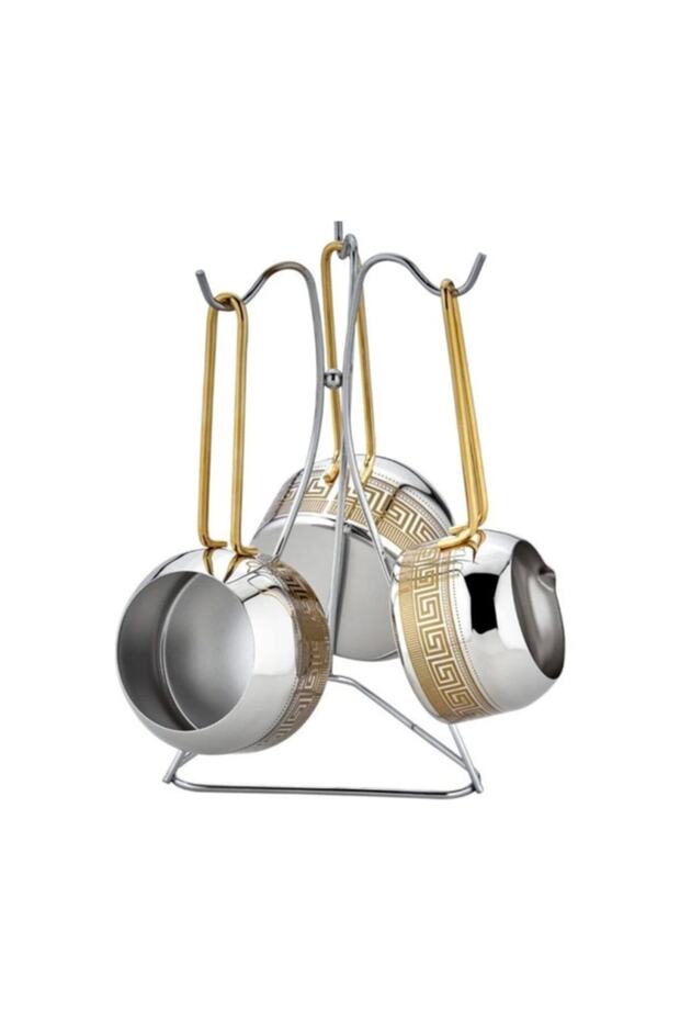 White Artuklu 840-g 4 Piece Gold Decorated Coffee Pot Set Steel 4 Pieces